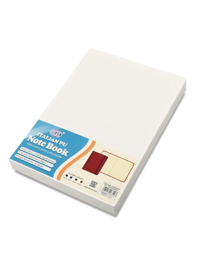 FIS® Executive Notebook, Italian PU Materials, A6 Size(105x148mm,) Round Corners, 96 Sheets, Single Ruled, 70gsm Italian Ivory Paper with Elastic Band Closure, 1 Piece, Maroon Color-FSNBEXA6MRD3 - Image 3